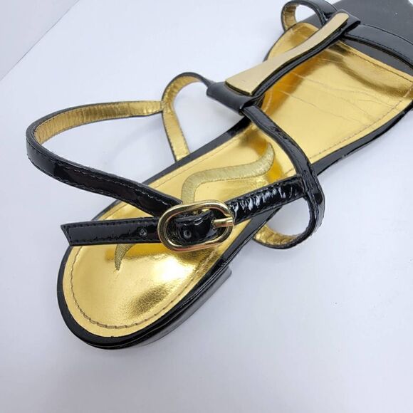 Nina Formal 1/2 inch heel Sandal Gold Black Size 6.5 - Picture 2 of 9